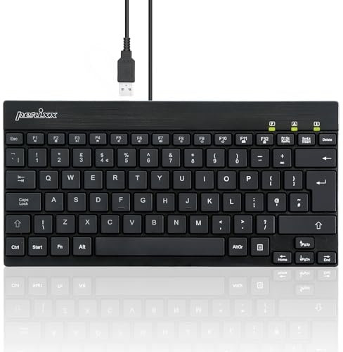 Perixx PERIBOARD-326 Wired USB Mini Backlit Keyboard, Quiet Typing Design, QWERTY UK