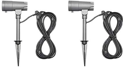 2er SET - Schwenkbare LED Gartenstrahler erweiterbar, mit 12V Trafo, Erdspieß & 10mtr. Anschlußkabel, verstellbarer Lichtaustritt 18°-60°, Höhe 27cm