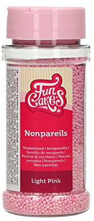 FunCakes Nonpareils Rose Clair: Sprinkles gâteau, Bon Goût, Parfait pour la Décoration de Gâteau, des centaines et des milliers de Sprinkles. 80 g.