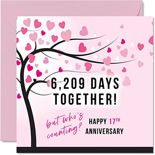 Stuff4 Lustige Glückwunschkarte zum 17. Hochzeitstag Ehefrau oder Ehemann | 6209 Days Together, I Love You Geschenke Happy 17th Wedding Anniversary Karten 145 mm x 145 mm Grußkarten siebzehnten