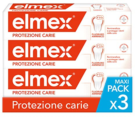 elmex Zahnpasta Schutz Karies 3 Packungen à 75 ml I Remineralisiert und schützt die Zähne vor Karies I Zahnpasta gegen Karies mit Amin-Fluorid I stärkt den Zahnschmelz und macht die Zähne