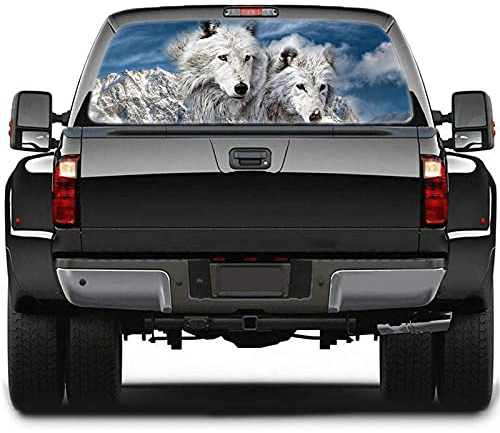 Arctic Wolf Auto-Heckscheibenaufkleber, perforierte Fensterfolie, Aufkleber für Auto / Lkw / SUV, 165 x 56 cm