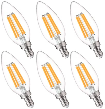 FLSNT 100W Equivalent LED Candelabra Bulbs, 800LM Dimmable B11 E12 LED Chandelier Light Bulbs, 5.5W, 2700K Soft White, 6 Pack