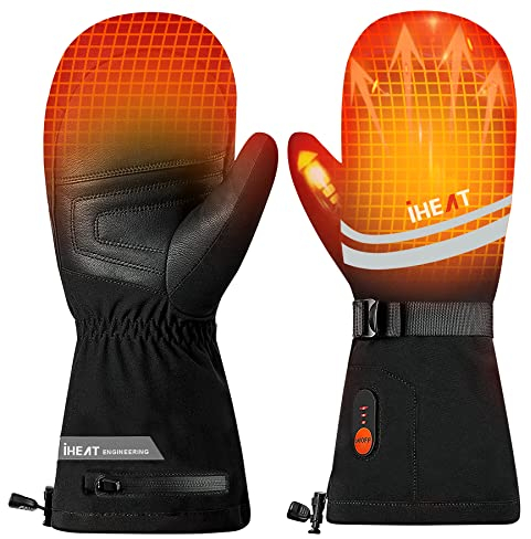 Guantes calefactables, 7,4 V 3000 mAh, guantes de esquí eléctricos, 3 temperaturas de calentamiento, ajustables, impermeables, para pantalla táctil, guantes calefactables para invierno, snowboard,