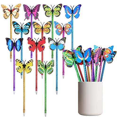 24 Penne a Sfera a Forma di Farfalle, 0,5 mm Penne a Sfera da in Gel | Gel per Scuola Ufficio Casa Feste Regali Decorazioni, Colore Blu