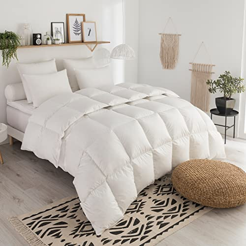 DODO I Couette Tempérée Naturelle 140x200 I pour Lit 1 Personne I 70% Duvet d'oie Neuf I Traitée Anti-Acarien I Duvet Tradition I Percale de Coton I Fabriqué en France I Lavable en Machine