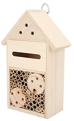 Tomotato Holzbienenhaus, Natürliches Insektenhaus, Zieht Mehr Bestäubende Insektenhotels aus Holz für Bienen, Schmetterlinge, Marienkäfer an