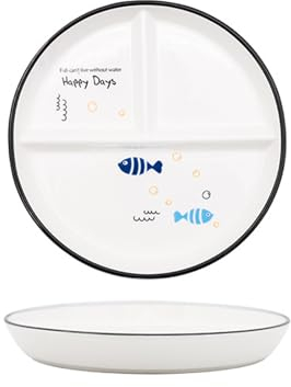 Hoshisea Assiette Compartiment Enfant, Plateau Repas Compartiment, Assiette Dessert, Convient pour le Petit-Déjeuner, le Dîner, les en-cas et les Desserts