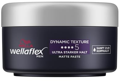 Wellaflex Men Dynamic Texture Matte Paste | Matte Styling Paste | Ultra starker Halt | Mattes Finish | Dermatologisch getestet | 75ml