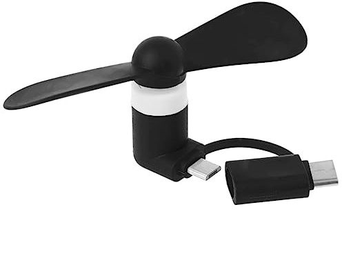 antianzhizhuang 2 In 1 Type C Micro USB Fan For Phones Portable Type-C USB -C For Cell Phone Cooling Fans Cute USB Fan Type C Removable Gadgets Low Power For Mobile Power Phone PC Laptop