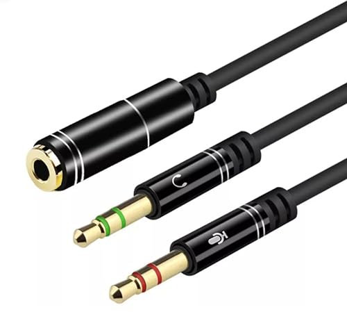 Generic 3.5mm Headset Adapter Splitter Jack Cable Separate Audio and Mic Headphone Jacks (2 Male 1 Female)