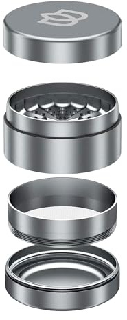Bloomint Apollo Aluminium Grinder Metall, 63 mm, 4-Teiliger Grinder groß - Für Kräuter, Gewürze und Herb, Crusher mit Pollenfach