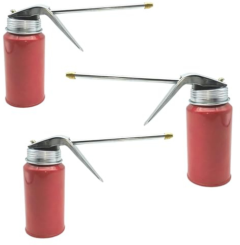 3PCS Oil Can, 200ML Metal Pump Oil Can with Spout for Home Auto Motorcycles Application