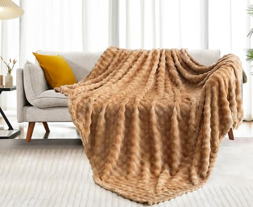 Koiueyw Coperta in pile morbida, accogliente e confortevole, per divano, coperta morbida e soffice, per divano, 150 x 200 cm, caffè