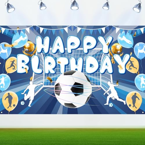 Banner de Fútbol y Decoraciones para Fiesta de Cumpleaños - Telón de Fondo, Pancarta y Regalos