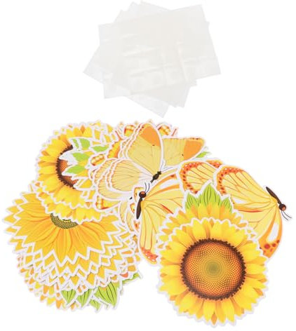 KONTONTY 1 Satz Sonnenblumen-papiers Neiden Schmetterling-wand- Blumenapplikation Blumendekor Abnehmbarer Türaufkleber Wanddeko Im Babyzimmer Blumen-wanddekoration Bürobedarf Yellow
