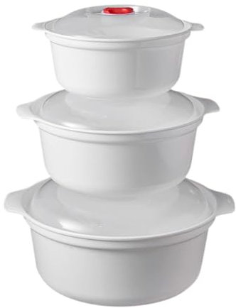 LOVIVER 3X Bols à Micro-Ondes avec couvercles Ustensiles de Cuisine à Micro-Ondes Réchauffer Les Aliments Bols à Salade Bols à Nouilles Conteneurs de Stockage