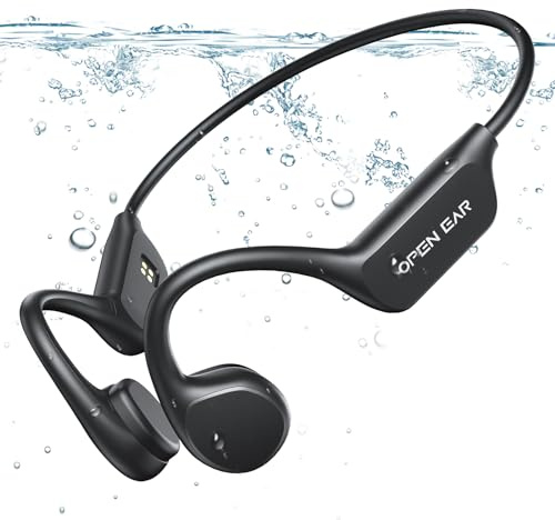 QYGCKJ Cuffie da nuoto a conduzione ossea Cuffie con traduzione a orecchio aperto Cuffie wireless Bluetooth 5.3 IP68 Auricolari impermeabili Lettore MP3 integrato Memoria 16G Sport Cuffie subacquee