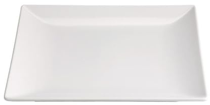 Lot de 12 assiettes carrés LAURA, assiette plates pour service de table en porcelaine blanche - Longueur 18 x largeur 18 x Hauteur 1,7 cm