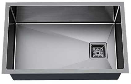 SaryEdge Fregadero de Cocina de Acero Inoxidable 304 Negro de un Solo tazón, Fregadero de Cocina con escurridor y Canasta de Drenaje telescópica, para (