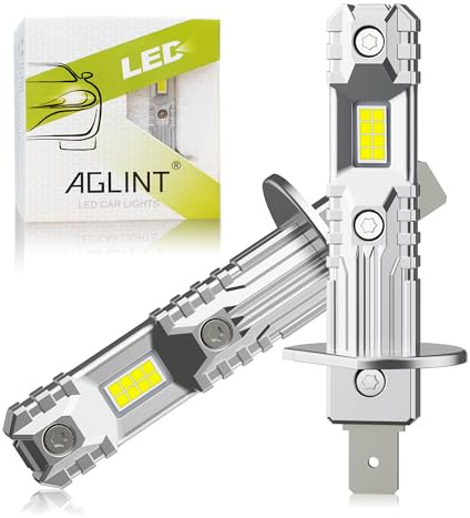 AGLINT H1 LED Strålkastare Glödlampor 60W 400% Ljusare 12V Icke Polaritet 1: 1 Mini Storlek H1LL Halogen Ersättning Omvandlingskit för Bil LED Hög Låg Strålkastare Dimma Glödlampa 6500K vit Förpacknin