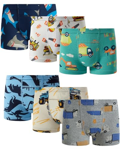 Kakamin Baby Boys Dinosaur Trainer Underwear Little Kids Truck Underpants Potty Toddler Boys Shark Boxer Briefs 4T Mixedcolour