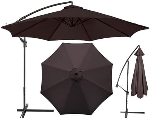 Parasol Déporté 8 Baleines Housses Pour Parasols de Jardin, 200-350 cm, Convient Pour Terrasse, Cour Et Plage, Marron, 350 cm (11,5 Pi)