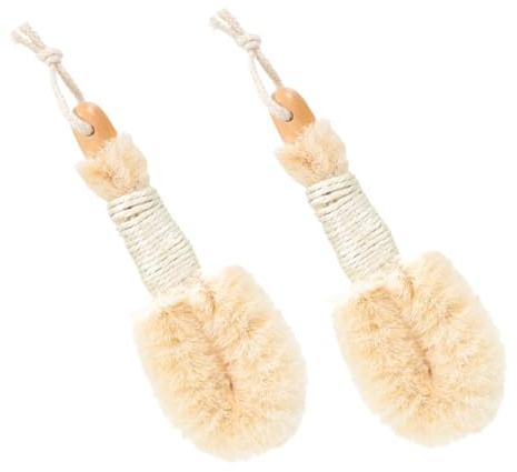 2 Stück Sisal Körperbürsten für Dusche und Trockenpeeling | Beige, Holzgriff mit Juteseil, Ergonomische Form, Tragbar, Bad und Körperreinigung