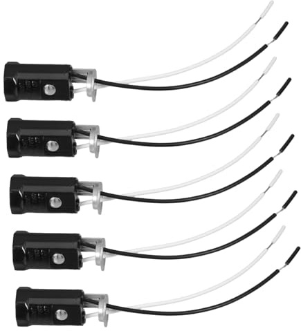 SOIMISS -pack Lampenfassung E12 aus Bakelit und Kupferblech mit Kabel Schwarz für Dekorative Lampen und Kronleuchter 5 Stück