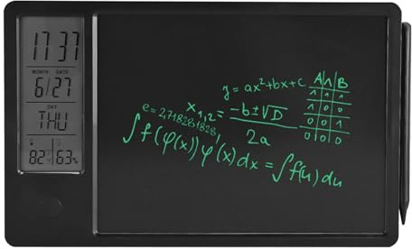 Keenso Tablet di Scrittura LCD da 10 Pollici di Doodle Elettronico Ricaricabile con Calendario per Orologio Digitale per Casa Aziendale, Pad di Scrittura Bianca Portatile (BLACK)