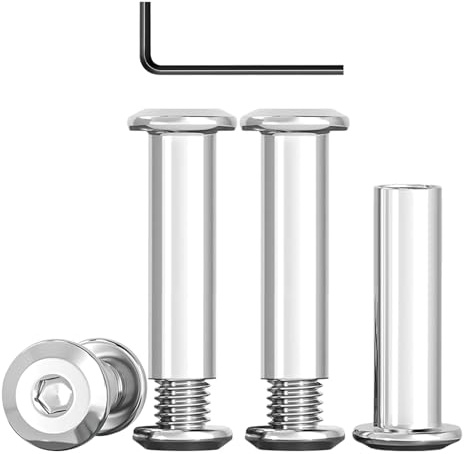 10 tornillos de conexión M6 x 30 mm, acero inoxidable A2 V2A, tornillos para muebles, tuerca de manguito con llave hexagonal interior, conector para muebles, conector de armario, adecuado para