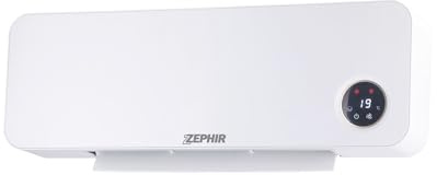 Zephir ZMW3023B Termoventilatore da Parete Stufa Elettrica Ceramica 2000W 2 Livelli di Potenza Timer 8 Ore Oscillazione Display LED Protezione Antisurriscaldamento Bianco