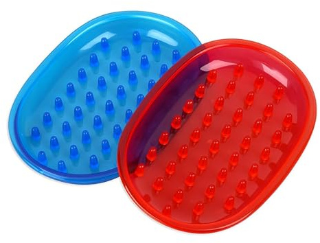 PARENCE – Lot de 2 Porte-Savons et Éponges en Silicone – Support Drainant Antidérapant – Salle de Bain ou Cuisine – Couleurs Aléatoires - 2 Pièces