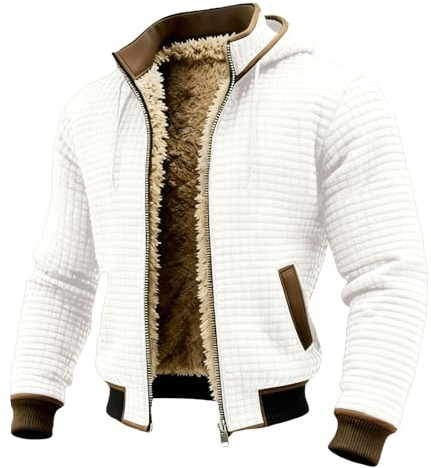 DENGJIAMY Veste en Polaire Homme Veste Chaude à Capuche Hiver Manches Longues Chemise Imprimée Tendance Vêtements Décontractés avec Fermeture Éclair et Capuche, M