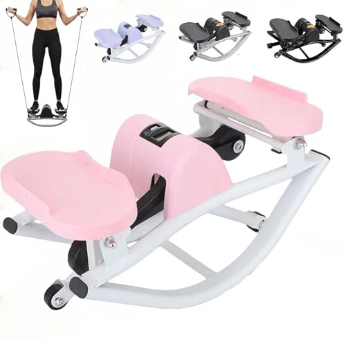 EXSHUING Stepper Laterale Compatto A Dondolo Laterale Per Casa, Stepper Laterale Con Movimento Laterale Per Gambe E Glutei, Display Smart Tracking, Supporta 120 Kg(Pink)