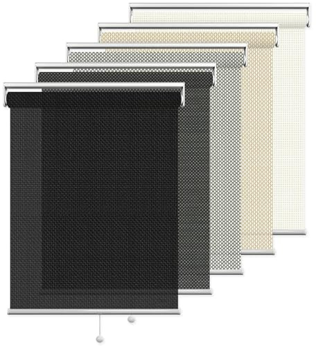 ODIJOO Roller Shades Blackout Blinds for Windows Partial Blackout Window Blinds with Spring System, UV Protection for Home and Office, Black 04
