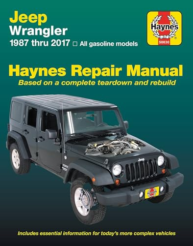 Jeep Wrangler 4-Cyl & 6-Cyl Gas Engine 2WD & 4WD Models (87-17) Haynes Repair Manual (Does Not Include Info Specific to Diesel Engine Models)