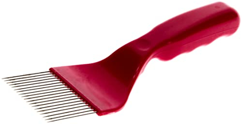 Germerott Bienentechnik Entdecklungsgabel mit dickem roten Kunststoffgriff und gebogenen Edelstahl Nadeln