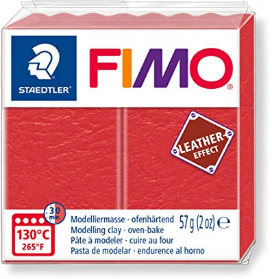 Staedtler VE FIMO Leather-Effect, ofenhärtende Modelliermasse für kreative Objekte im Leder-Look, lederähnliche Optik und Haptik, Farbe Wassermelone, 8010-249
