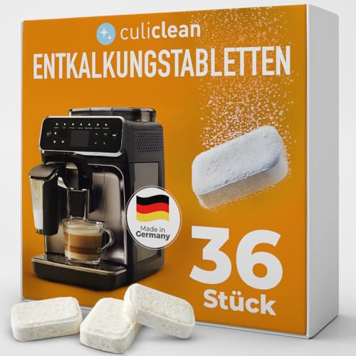 culiclean Entkalkungstabletten, Made in Germany, 36 Stück | Entkalker Kaffeemaschine, Kalkentferner, Ohne Rückstände, Lebensmittelsicher, Universell einsetzbar
