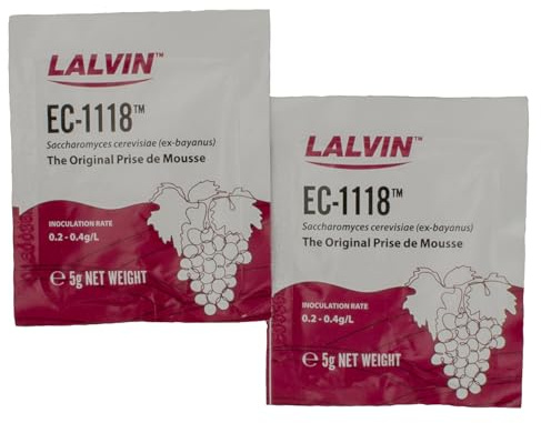 2x Lalvin EC1118 Weinhefe Trockenhefe 5 g für Weißwein Roséwein Fruchtwein Kaltgärung Sektgärung