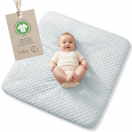 roba Funda para Colchón Cambiador Extensible Lil Planet 85 x 75 cm - Lavable - Algodón Orgánico - Certificado GOTS y OEKO TEX - Azul Cielo