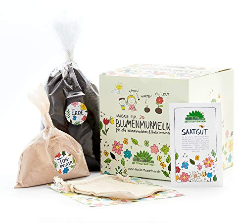 Die Stadtgärtner – Bausatz für Blumenmurmeln I Ausreichend für mehr als 30 Samenbomben I Enthält bestes Wildblumen-Saatgut I 100% ökologisch & mindestens 2 Jahre haltbar