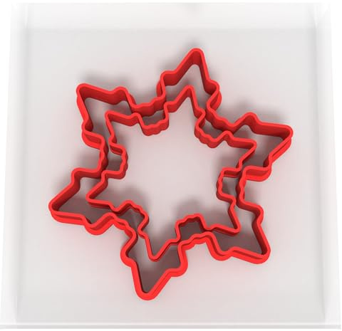 Custom Cutters Snowflake Shape Cookie Cutters | Set of 2 Plastic Cutters for Baking, Fondant, Clay, Pastry, Icing, Jewellery (5CM + 8CM)