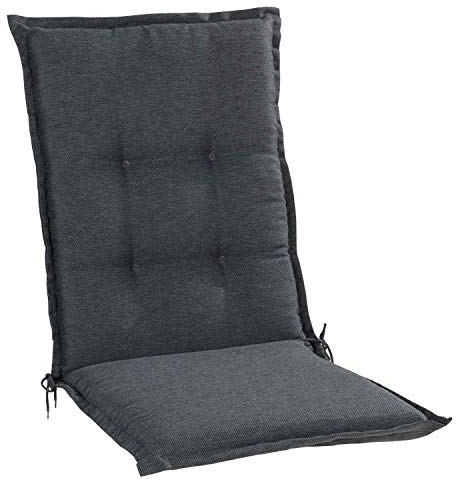 Gartenstuhlauflagen Mittellehner - 110 x 50 cm - Dunkelgrau - Polyester - Sesselauflage Sitzpolster Stuhlauflage