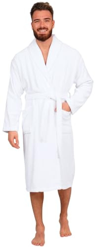 Adore Home Mens 100% Cotton Terry Shawl Collar Bathrobe, White, XXL