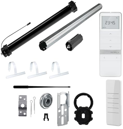 NOBILY Rolladen-Komplett-Set f. 60mm Achtkantwelle Mechanischer Funk Maxi-Rolladenmotor 10Nm + Rolladen Handsender + Mechanik-Set,Gesamtlänge bis 1,0 Meter