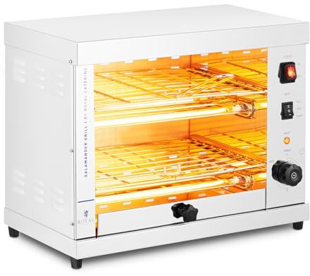 Royal Catering RC-SGI01 Salamander Broiler 3,200 W 65 - 200 °C Salamander Grill Salamander Oven (Stainless Steel, 2 Racks, Timer 15 min)