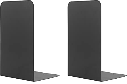 MSDADA Buchstützen aus Metall, CD Buchständer für Kinder, Dekorative Buchstütze für Schule, Zuhause, Büro, Bibliothek Bücherhalter(1 Paar) (1, Schwarz)