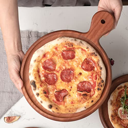 0℃ Outdoor BBQ Pizzastein Cordierit Rund Grillstein Pizza Backstein Grill Backofen Brotbackstein Pizzaplatte mit Griff für Brot, Flammkuchen & Pizza Schamottstein Temperaturbeständig